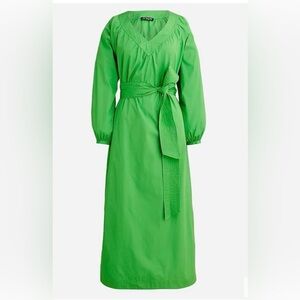 NWT J Crew Tie-waist cotton poplin dress in Vintage Lime XS